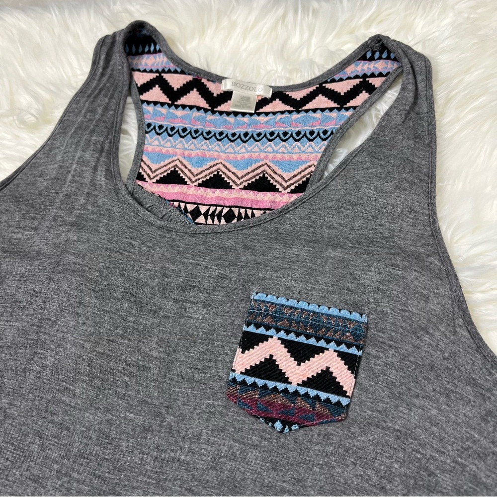 Gray Racerback Geometric Tank Top - Picture 3 of 10